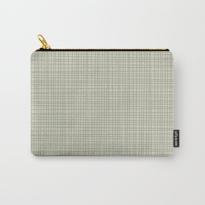 Fine Weave Retro Mid Century Modern Minimalist Woven Line Pattern in Sage and Beige Carry All Pouch Gallery Image 1