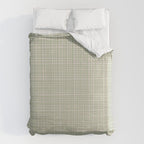 Fine Weave Retro Mid Century Modern Minimalist Woven Line Pattern in Sage and Beige Duvet Cover Gallery Image 6