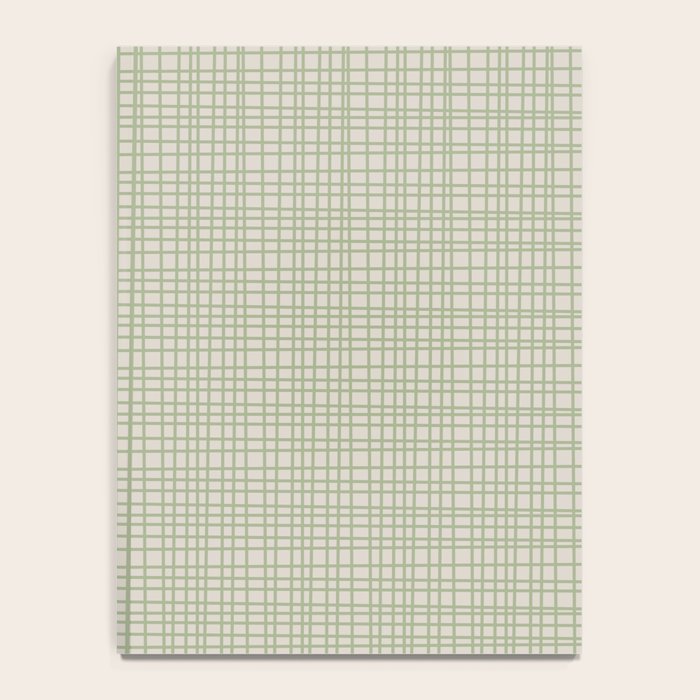 Fine Weave Retro Mid Century Modern Minimalist Woven Line Pattern in Sage and Beige Notebook Gallery Image 4