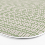 Fine Weave Retro Mid Century Modern Minimalist Woven Line Pattern in Sage and Beige Bath Mat Gallery Image 3