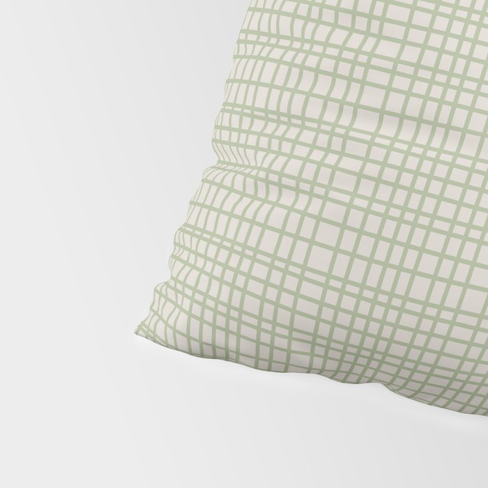 Fine Weave Retro Mid Century Modern Minimalist Woven Line Pattern in Sage and Beige Pillow Sham Gallery Image 4