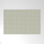 Fine Weave Retro Mid Century Modern Minimalist Woven Line Pattern in Sage and Beige Welcome Mat Gallery Image 1