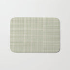 Fine Weave Retro Mid Century Modern Minimalist Woven Line Pattern in Sage and Beige Bath Mat Gallery Image 1