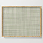 Fine Weave Retro Mid Century Modern Minimalist Woven Line Pattern in Sage and Beige Serving Tray Gallery Image 1