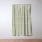 Fine Weave Retro Mid Century Modern Minimalist Woven Line Pattern in Sage and Beige Window Curtain Gallery Image 3