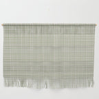 Fine Weave Retro Mid Century Modern Minimalist Woven Line Pattern in Sage and Beige Wall Hanging Gallery Image 1