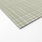 Fine Weave Retro Mid Century Modern Minimalist Woven Line Pattern in Sage and Beige Welcome Mat Gallery Image 2