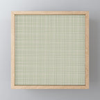 Fine Weave Retro Mid Century Modern Minimalist Woven Line Pattern in Sage and Beige Mini Art Print Gallery Image 1