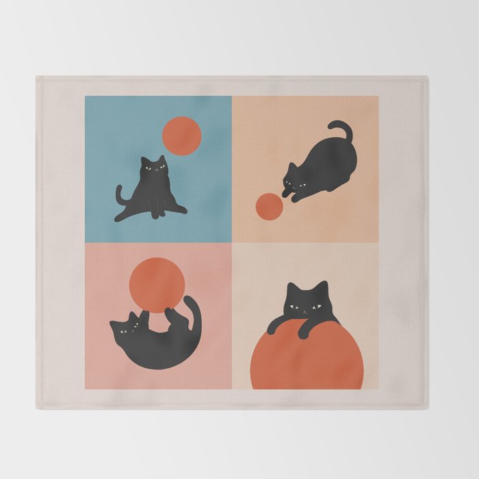 Cat and Sun 2x2 Throw Blanket Gallery Image 2