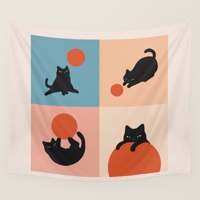 Cat and Sun 2x2 Wall Tapestry Gallery Image 4