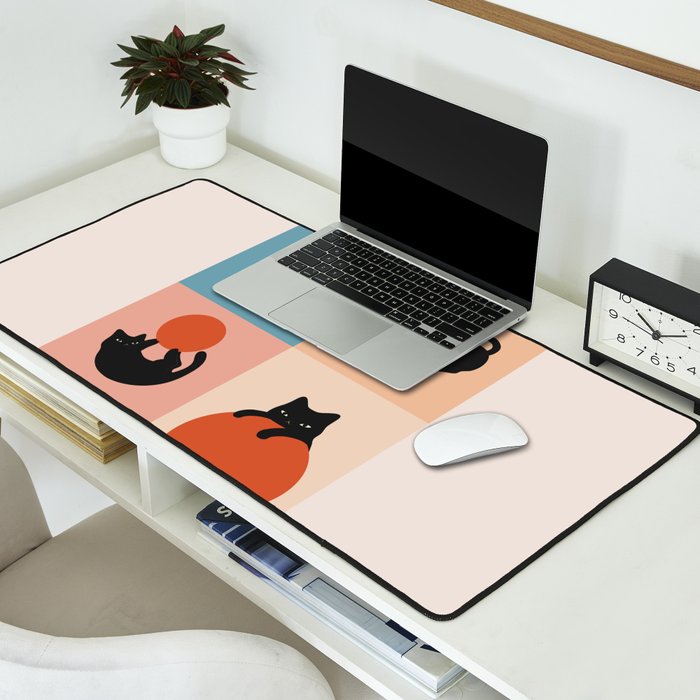 Cat and Sun 2x2 Desk Mat Gallery Image 2