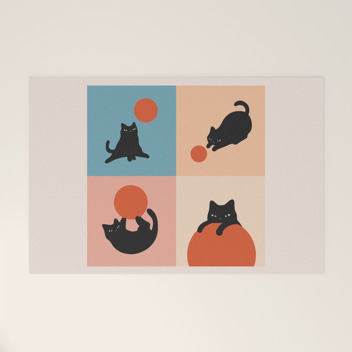 Cat and Sun 2x2 Welcome Mat Gallery Image 1