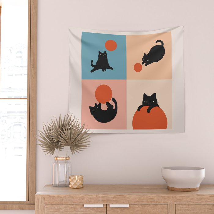 Cat and Sun 2x2 Wall Tapestry Gallery Image 2
