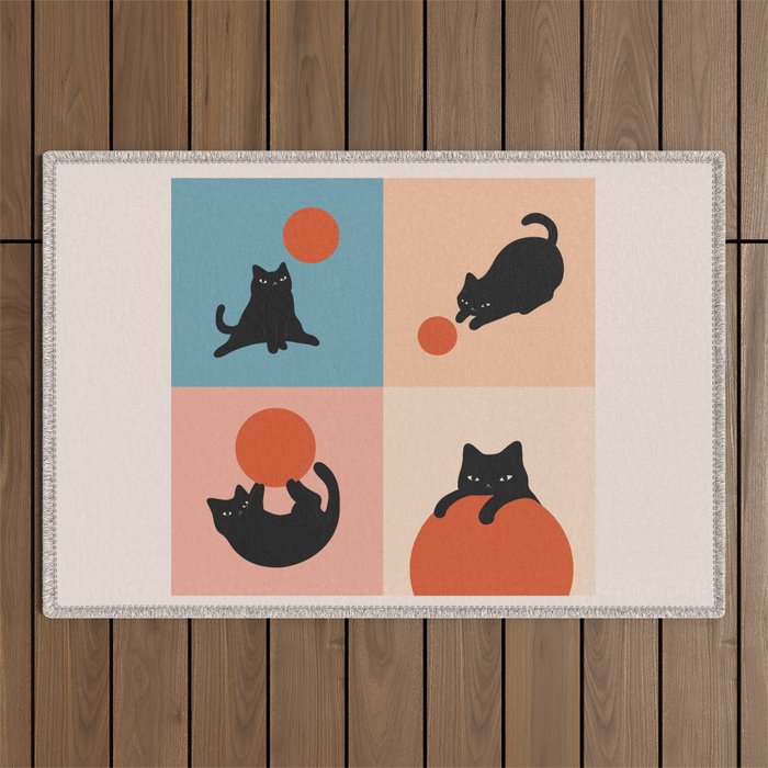 Cat and Sun 2x2 Outdoor Rug Gallery Image 1