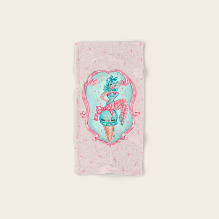 Candy Blue Ice Cream Pin Up Doll Bath Towel Gallery Image 1