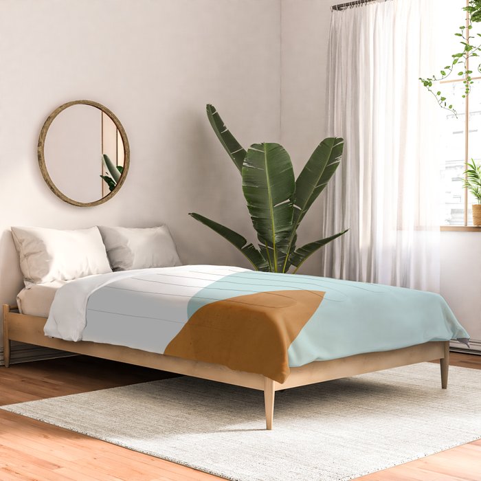 Geometrics - aqua & orange concrete Comforter Gallery Image 2
