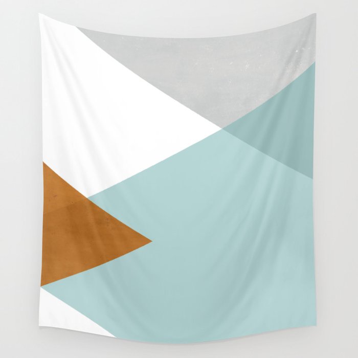 Geometrics - aqua & orange concrete Wall Tapestry Gallery Image 4