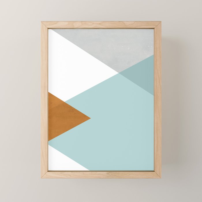 Geometrics - aqua & orange concrete Mini Art Print Gallery Image 1
