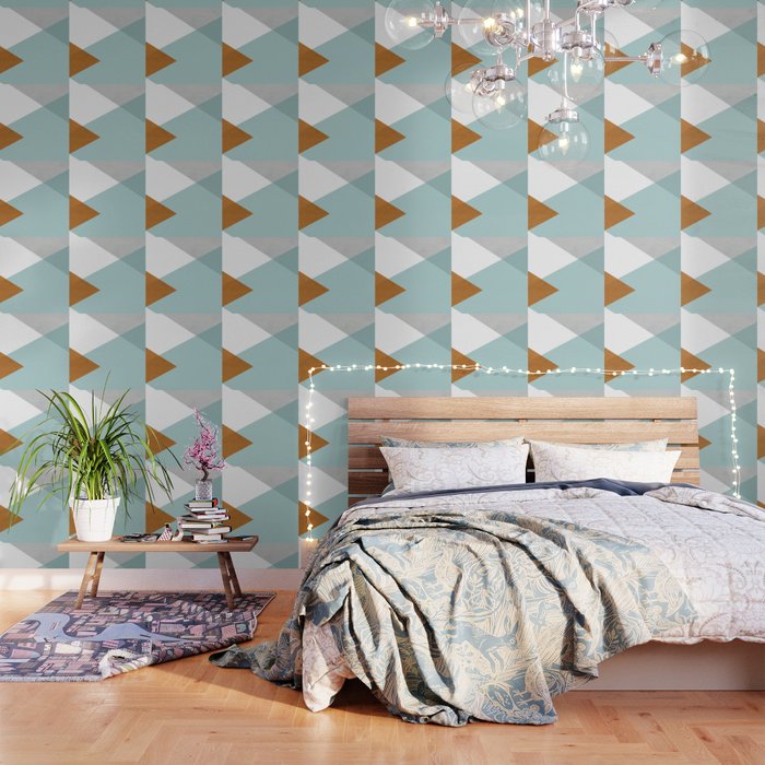 Geometrics - aqua & orange concrete Wallpaper Gallery Image 1