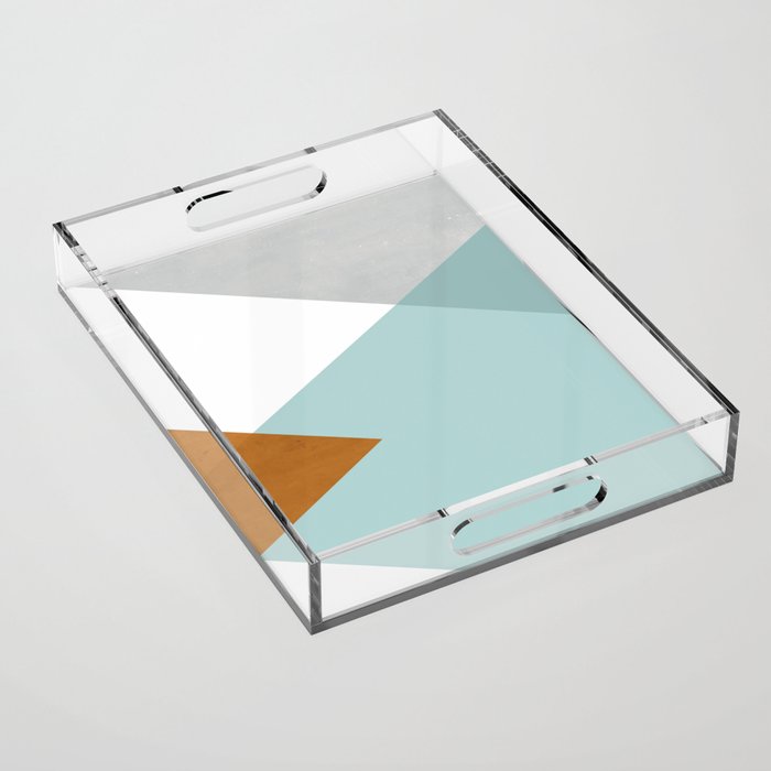 Geometrics - aqua & orange concrete Acrylic Tray Gallery Image 1