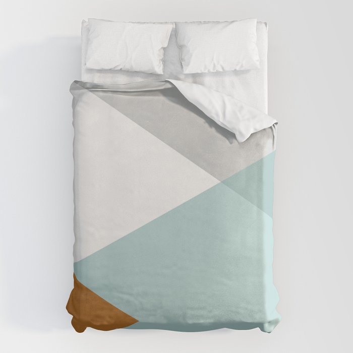 Geometrics - aqua & orange concrete Duvet Cover Gallery Image 6
