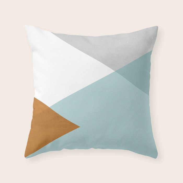 Geometrics - aqua & orange concrete Throw Pillow Gallery Image 1