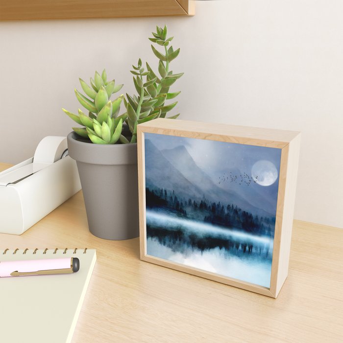 Mountainscape Under The Moonlight Mini Art Print Gallery Image 2