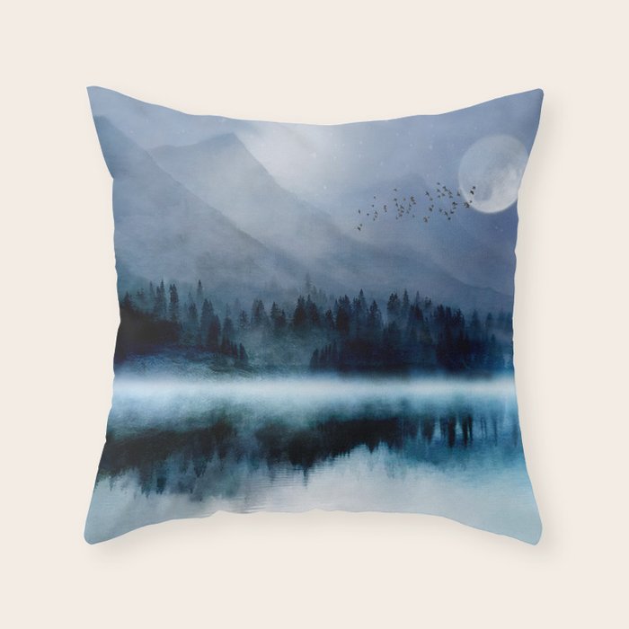Mountainscape Under The Moonlight Throw Pillow Gallery Image 6