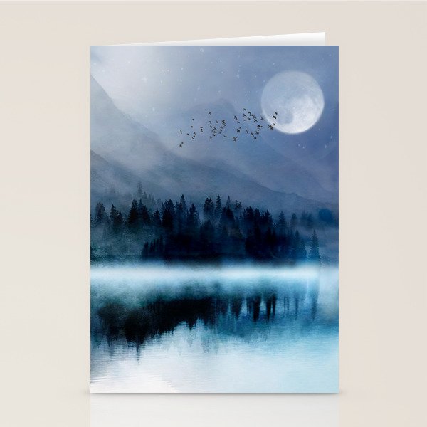 Mountainscape Under The Moonlight Stationery Card Gallery Image 1