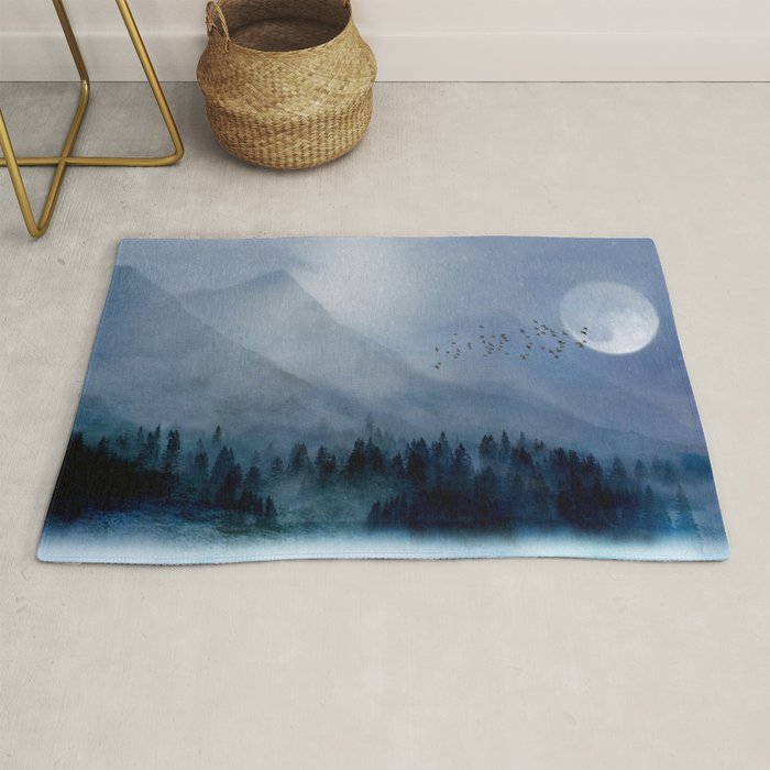Mountainscape Under The Moonlight Rug Gallery Image 1