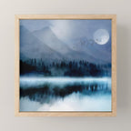 Mountainscape Under The Moonlight Mini Art Print Gallery Image 1