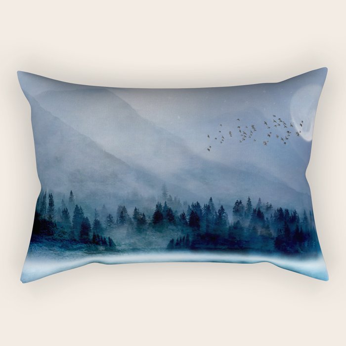 Mountainscape Under The Moonlight Rectangular Pillow Gallery Image 2