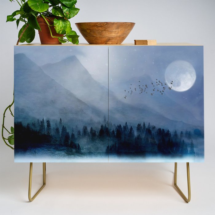 Mountainscape Under The Moonlight Credenza Gallery Image 1