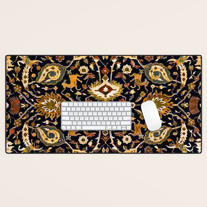 Persian Floral Rug With Animals Desk Mat Gallery Image 1