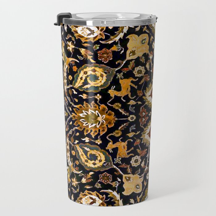 Persian Floral Rug With Animals Travel Mug Gallery Image 3