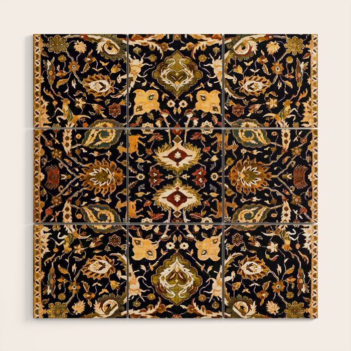 Persian Floral Rug With Animals Wood Wall Art Gallery Image 1