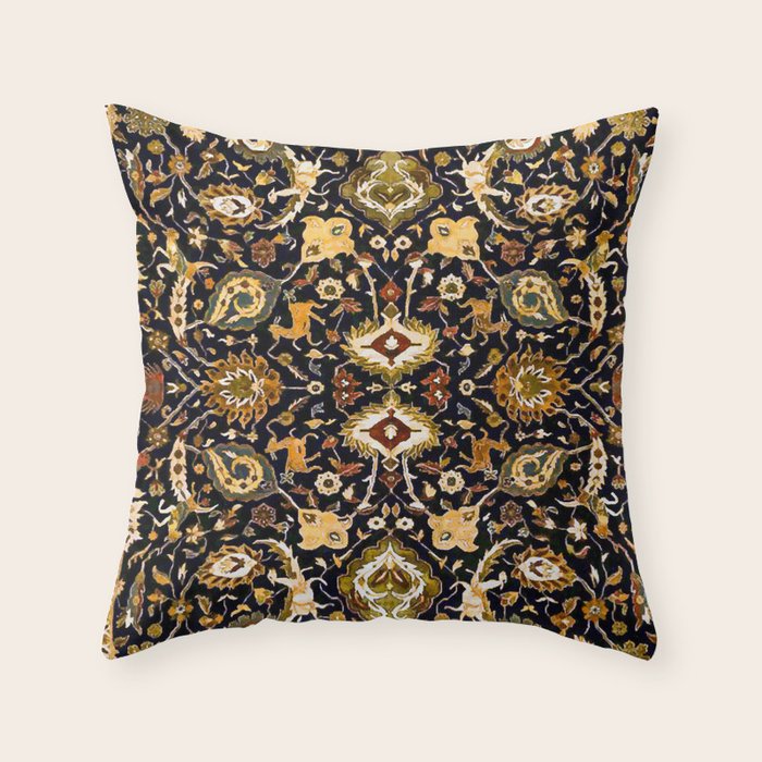 Persian Floral Rug With Animals Throw Pillow Gallery Image 6