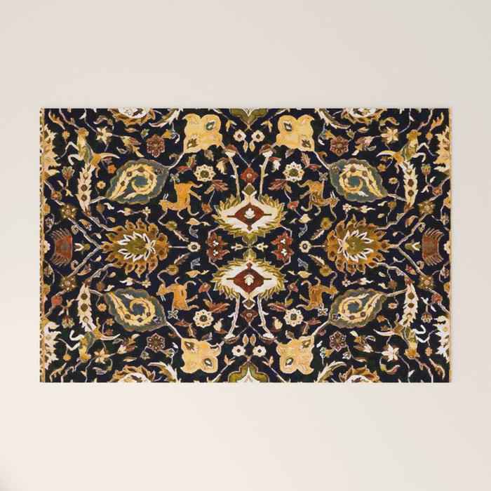 Persian Floral Rug With Animals Welcome Mat Gallery Image 1