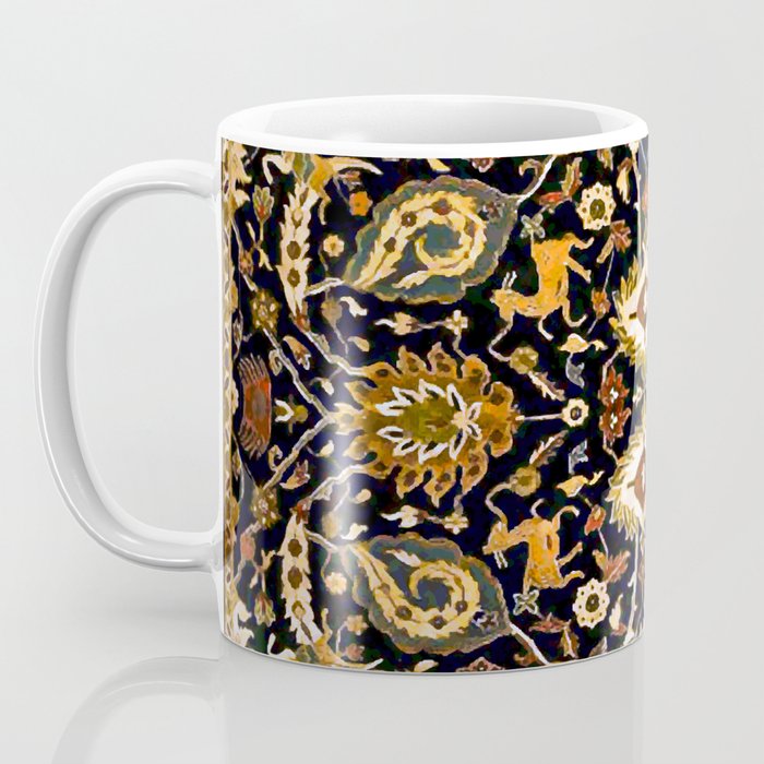 Persian Floral Rug With Animals Coffee Mug Gallery Image 3