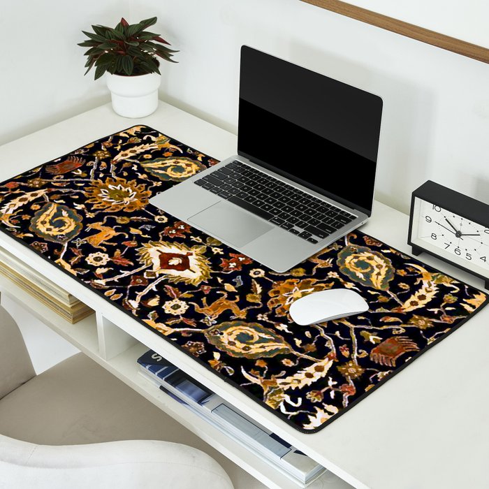 Persian Floral Rug With Animals Desk Mat Gallery Image 2