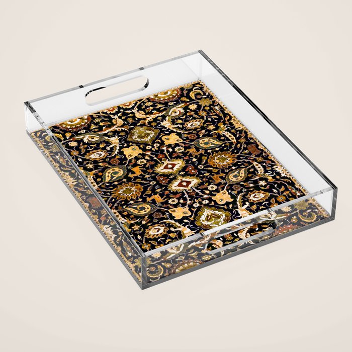 Persian Floral Rug With Animals Acrylic Tray Gallery Image 1