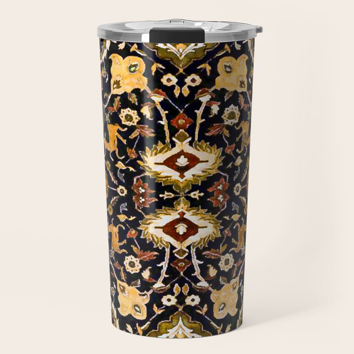 Persian Floral Rug With Animals Travel Mug Gallery Image 1