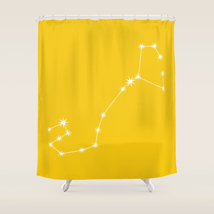 Scorpio Zodiac Star Constellation Line Art Bright Yellow Shower Curtain Gallery Image 1