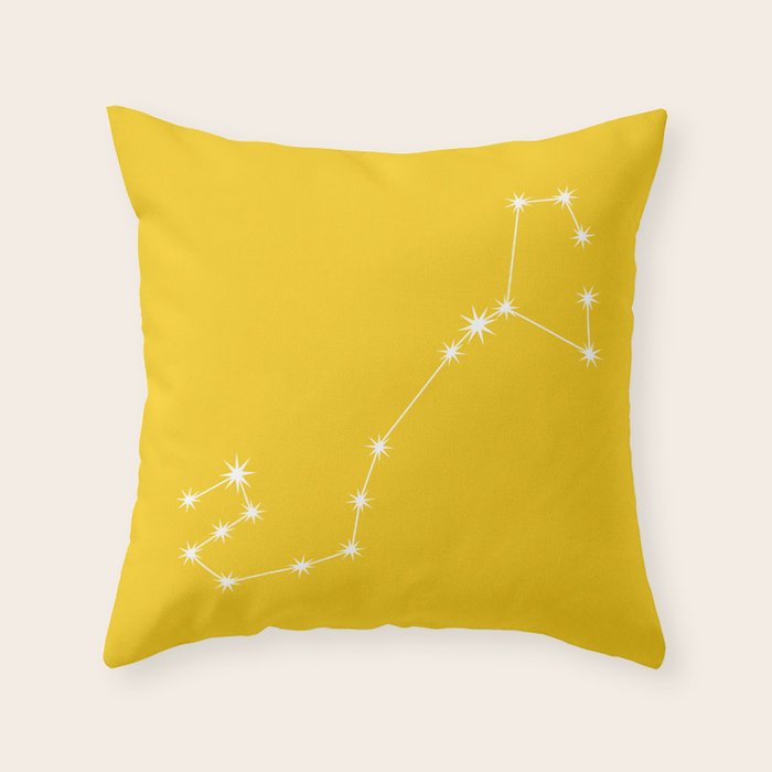 Scorpio Zodiac Star Constellation Line Art Bright Yellow Throw Pillow Gallery Image 1