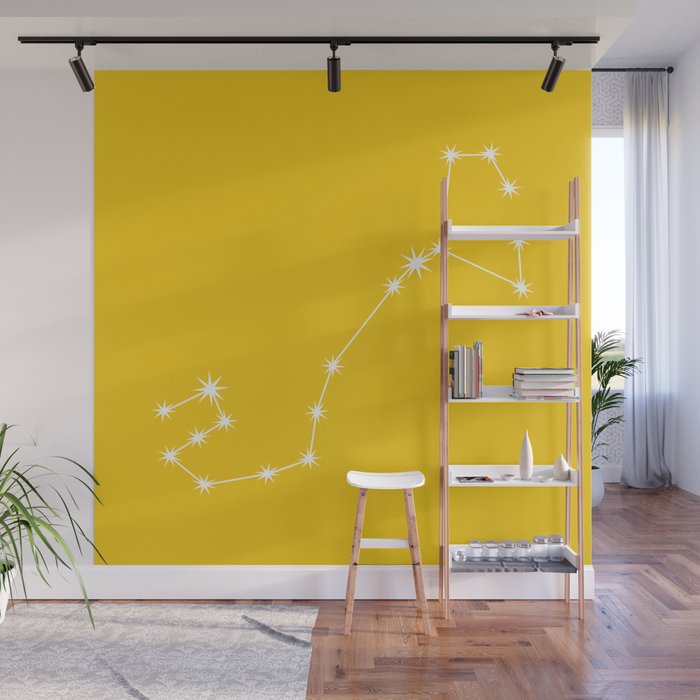 Scorpio Zodiac Star Constellation Line Art Bright Yellow Wall Mural Gallery Image 1