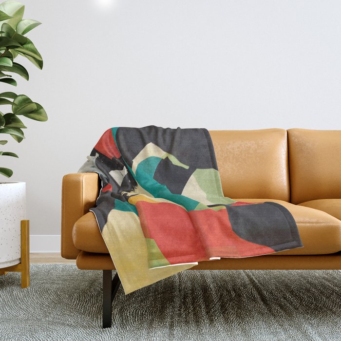 Colorful Abstract Horses 2 Throw Blanket Gallery Image 1