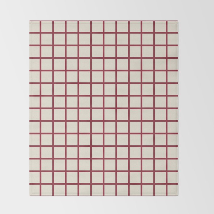 Red On Cream Grid Throw Blanket Gallery Image 2