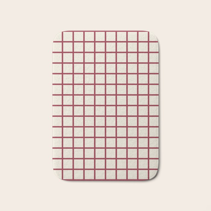 Red On Cream Grid Bath Mat Gallery Image 1