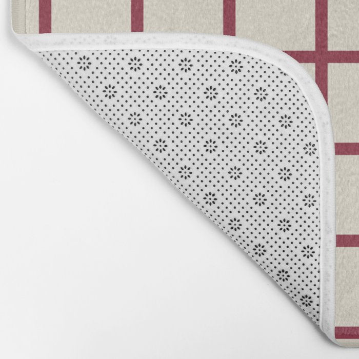 Red On Cream Grid Bath Mat Gallery Image 2