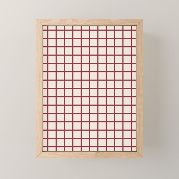 Red On Cream Grid Mini Art Print Gallery Image 1